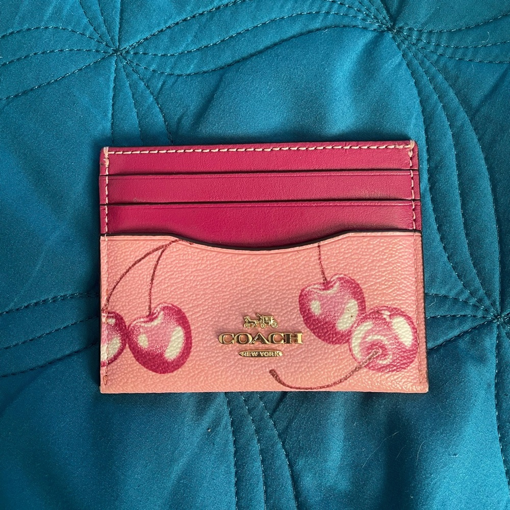 Coach Pink and Cherry Card Holder